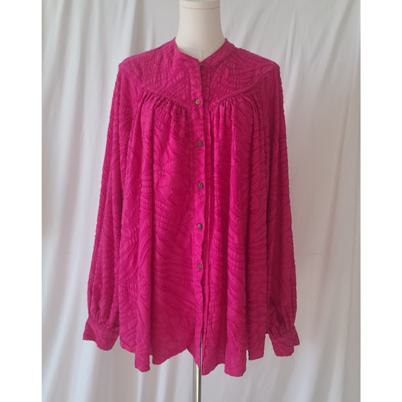 Free People Hot Pink Can't Stop Dreaming Tunic Top Small - Picture 4 of 8